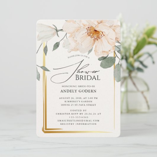 Elegant Pastel Flower Bridal Shower 招待状 (スタンド正面)