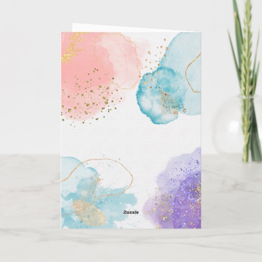 Elegant Pastel Gold Script Circle Photo Birthday カード (裏面)