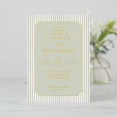 Elegant Pastel Green Formal Invitation 箔招待状 (立ち正面)