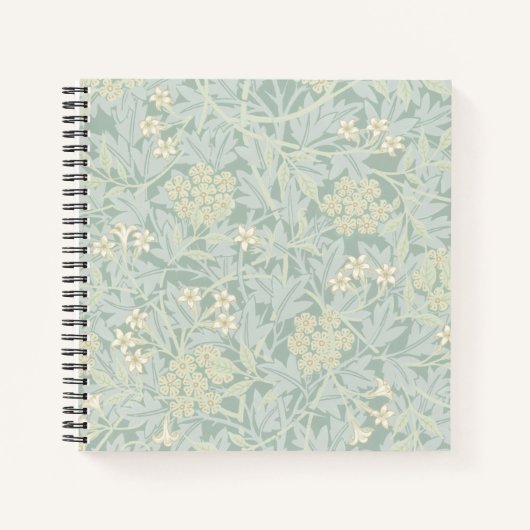 Elegant Pastel Green Jasmine Floral Pattern ノートブック (正面)