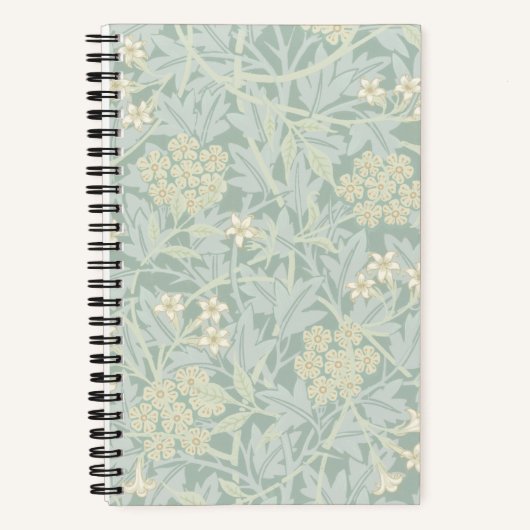 Elegant Pastel Green Jasmine Floral Pattern ノートブック (正面)