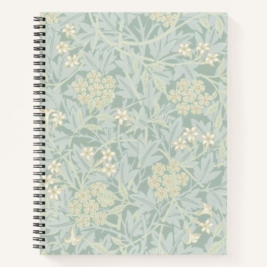 Elegant Pastel Green Jasmine Floral Pattern ノートブック (正面)