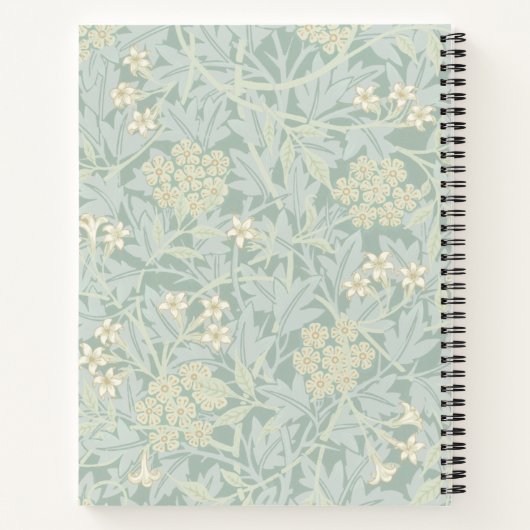 Elegant Pastel Green Jasmine Floral Pattern ノートブック (裏面)