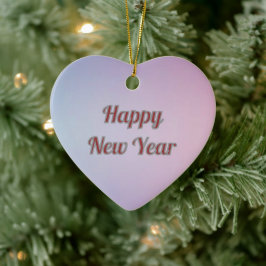 Elegant Pastel Heart Happy New Year Ceramic  セラミックオーナメント