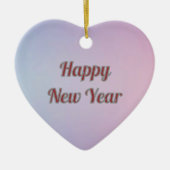 Elegant Pastel Heart Happy New Year Ceramic セラミックオーナメント (正面)