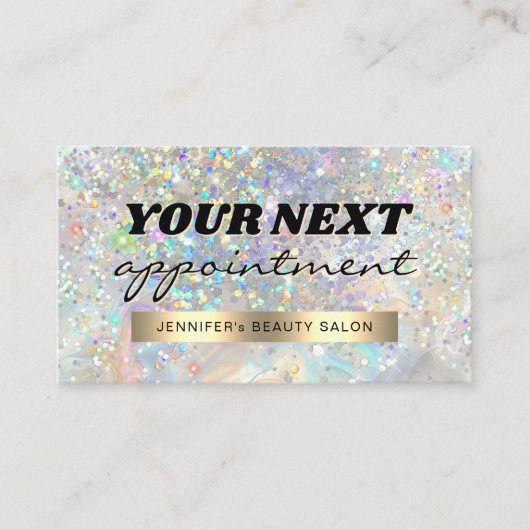 Elegant Pastel Holographic Glitter Marble 予約カード (正面)