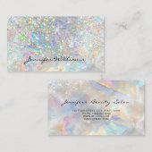 Elegant Pastel Holographic Glitter Marble 名刺 (正面/裏面)