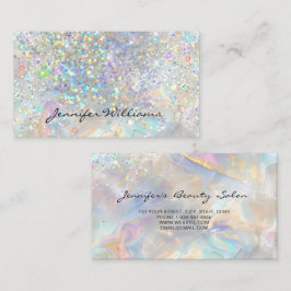 Elegant Pastel Holographic Glitter Marble 名刺