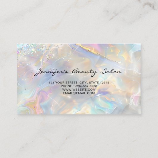 Elegant Pastel Holographic Glitter Marble 名刺 (裏面)
