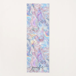 Elegant Pastel Holographic Marble Swirls Girly ヨガマット