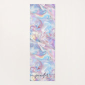 Elegant Pastel Holographic Marble Swirls Girly ヨガマット (裏面)