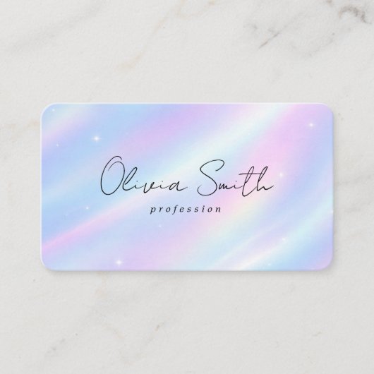 Elegant Pastel Holographic Script Name Design 名刺 (正面)