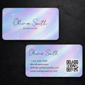 Elegant Pastel Holographic Script Name Design 名刺