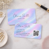 Elegant Pastel Holographic Script Name Design 名刺