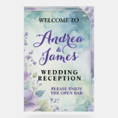 Elegant Pastel Lavender and Sea Green Wedding アクリルサイン (正面)