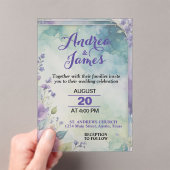 Elegant Pastel Lavender and Sea Green Wedding アクリル招待状 (インサイチュ (ポータブル))