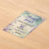 Elegant Pastel Lavender and Sea Green Wedding アクリル招待状 (レイダウン)
