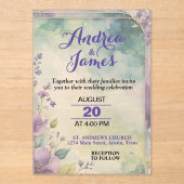 Elegant Pastel Lavender and Sea Green Wedding アクリル招待状 (正面)