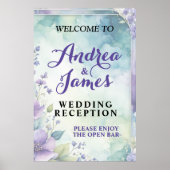 Elegant Pastel Lavender and Sea Green Wedding ポスター (正面)