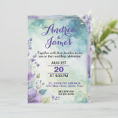 Elegant Pastel Lavender and Sea Green Wedding 招待状 (スタンド正面)