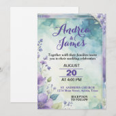 Elegant Pastel Lavender and Sea Green Wedding 招待状 (正面/裏面)