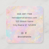 Elegant Pastel Marble Business Card with Gold  スクエア名刺 (裏面)