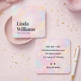 Elegant Pastel Marble Business Card with Gold  スクエア名刺