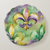 Elegant Pastel Mardi Gras  ラウンドクッション (裏面)