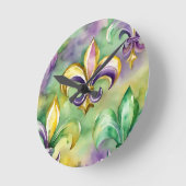 Elegant Pastel Mardi Gras  ラウンド壁時計 (傾斜)