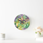 Elegant Pastel Mardi Gras  ラウンド壁時計 (ホーム)