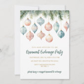 Elegant Pastel Ornament Exchange Christmas Party 招待状 (正面)