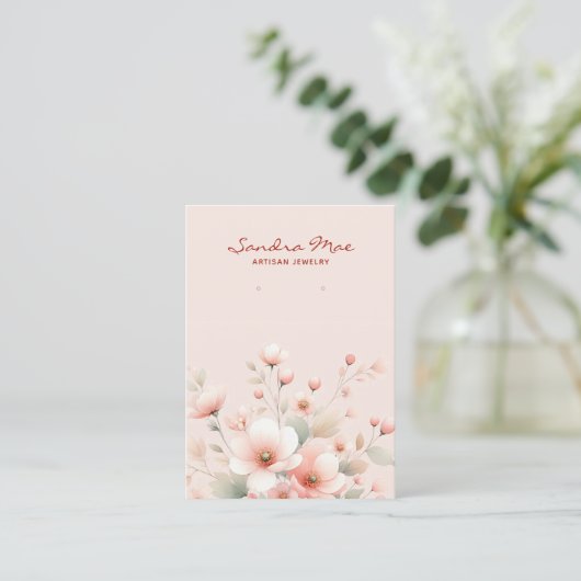 Elegant Pastel Peach Pink Floral Display Card 名刺 (スタンド正面)