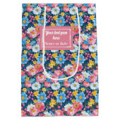 Elegant pastel pink watercolor monogram gift bag ミディアムペーパーバッグ (裏面)