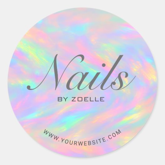 Elegant Pastel Rainbow Abstract Nail Artist ラウンドシール (正面)