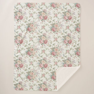 Elegant Pastel Roses Shabby Chic シェルパブランケット