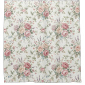 Elegant Pastel Roses Shabby Chic シャワーカーテン (正面)