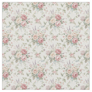 Elegant Pastel Roses Shabby Chic ファブリック