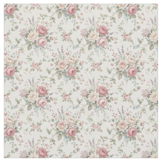 Elegant Pastel Roses Shabby Chic ファブリック (クローズアップ)
