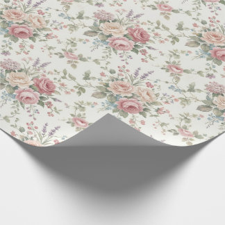 Elegant Pastel Roses Shabby Chic ラッピングペーパー