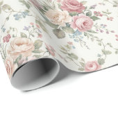 Elegant Pastel Roses Shabby Chic ラッピングペーパー (ロールコーナー)