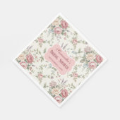 Elegant Pastel Roses Shabby Chic Bridal Shower スタンダードランチョンナプキン (角)