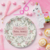 Elegant Pastel Roses Shabby Chic Bridal Shower ペーパープレート (パーティー)