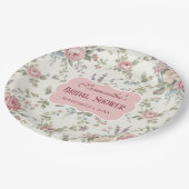 Elegant Pastel Roses Shabby Chic Bridal Shower ペーパープレート (アングル)