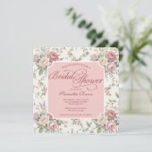 Elegant Pastel Roses Shabby Chic Bridal Shower 招待状 (スタンド正面)