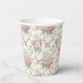 Elegant Pastel Roses Shabby Chic Bridal Shower 紙コップ (右)