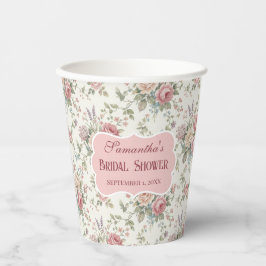 Elegant Pastel Roses Shabby Chic Bridal Shower 紙コップ