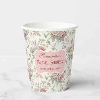 Elegant Pastel Roses Shabby Chic Bridal Shower 紙コップ