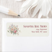Elegant Pastel Roses Shabby Chic Return Address ラベル (インサイチュ)