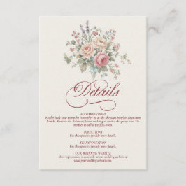 Elegant Pastel Roses Shabby Chic Wedding エンクロージャーカード