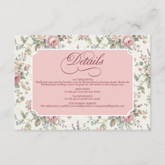 Elegant Pastel Roses Shabby Chic Wedding エンクロージャーカード